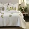 Botanical Spring Cotton Light Ivory Quilted Bedspread
