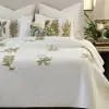 Botanical Spring Cotton Light Ivory Quilted Bedspread