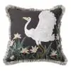 Swan Feathers Cotton Dark Charcoal Cushion Cover