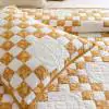 Checkers Ivory Amber Cotton Quilted Bedspread