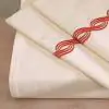 Cable Cotton Percale 300 TC Ivory Terracotta Flat Sheet Set