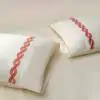 Cable Cotton Percale 300 TC Ivory Terracotta Flat Sheet Set