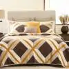 Rhombus Cotton Ivory Amber Taupe Quilted bedspread