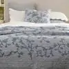 Etoile  Blue/Dark Grey Cotton Quilted Bedspread 
