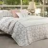 French Ribbon Ivory/ Pink Green Cotton Quilted Bedspread
