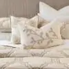 Scroll 2 Cotton Natural Beige Quilted Bedspread