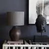Ceramic Table Lamp Reactive Glazed Metal Grey