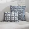Etonia Grid Ivory Indigo Linen Cushion Cover 