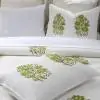 Vardant Garden Cotton Ivory Green Quilted Bedspread 