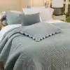 Florina Cotton Voile Blue Quilted Bedspread