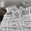 Melco Cotton Ivory Grey Bedspread Quilted