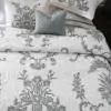 French Arbour Cotton Ivory Blue Quilted Bedspread  