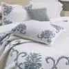 Bouquet Cotton Light Ivory Blue Quilted Bedspread