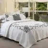 Bouquet Cotton Light Ivory Grey Quilted Bedspread  