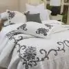 Bouquet Cotton Light Ivory Grey Quilted Bedspread  
