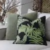 Botanica Leaves Linen Black Green Cushion Cover