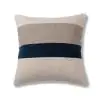 Geo Horizontal Cotton Beige Blue Cushion Cover 