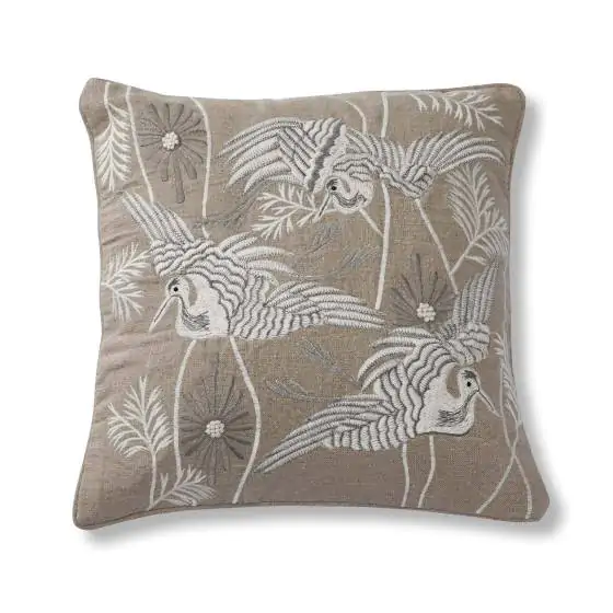 Cranes Linen Natural Cushion Cover