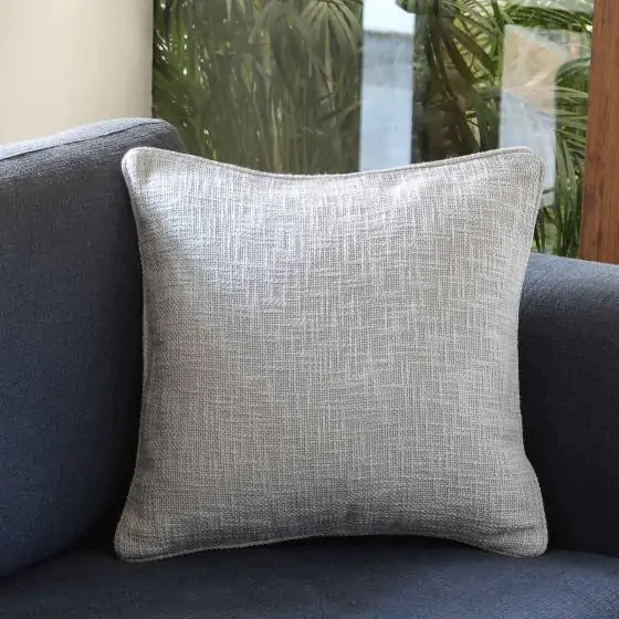 Solid Jute Silver Grey Cotton Cushion Cover