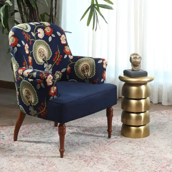 Isla Blue Applique Upholstered Armchair