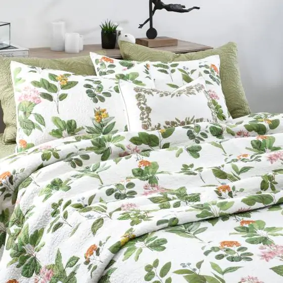 Botanica Ivory Multi Cotton Quilted Bedspread