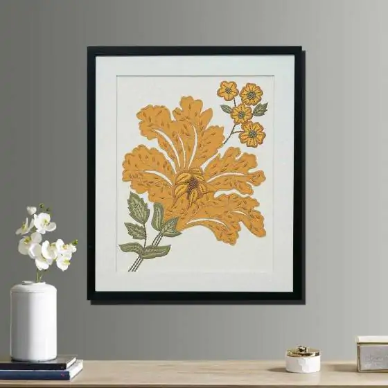 Yellow Bloom Embroidered  Multicolour Artwork