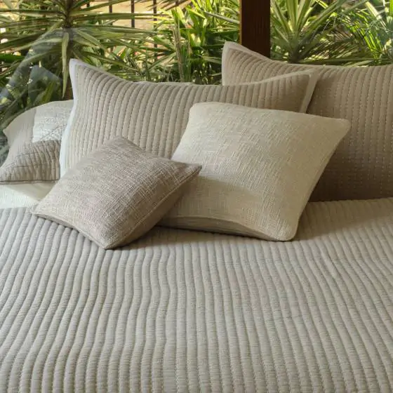 Kantha Melange Beige Cotton Quilted Bedspread
