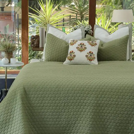 Galaxy Olive Cotton Quilted Bedspread