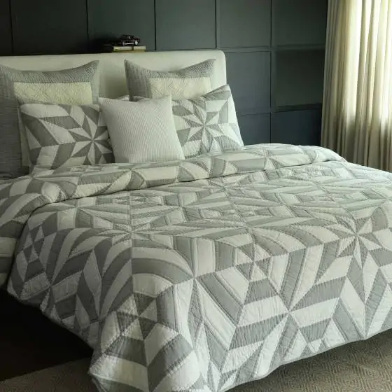 Harlequin Cotton Grey Quilted bedspread