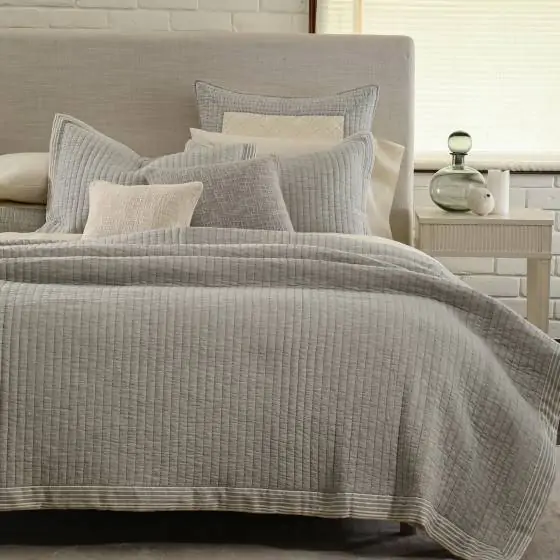 Stanley Cotton Grey Quilted Bedspread