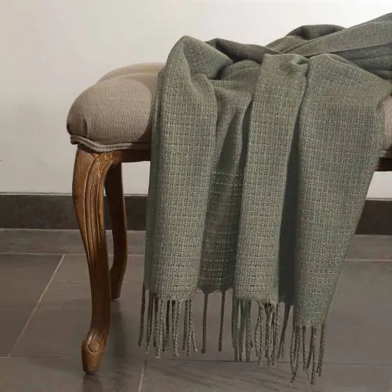 Wool Texture Olive Throw 