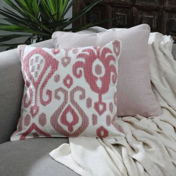 Nusa Ikat Ivory Blush Cotton Cushion Cover