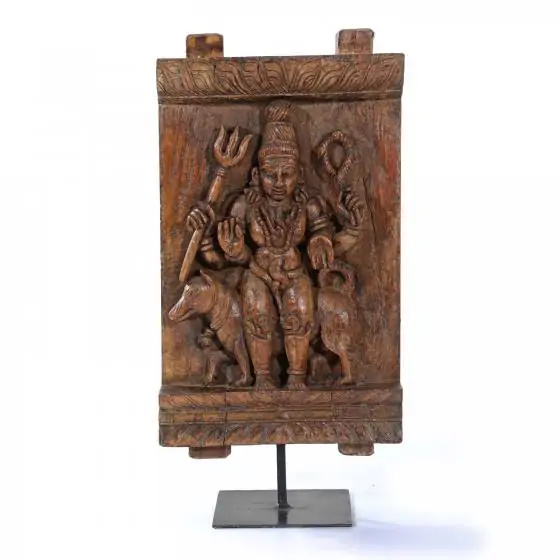 Wooden Bhairava Shr-88 Brown Artefacts