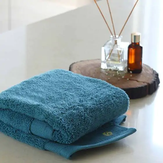 Lea Blanc Colonial Blue Cotton Set of 2 Hand Towels 