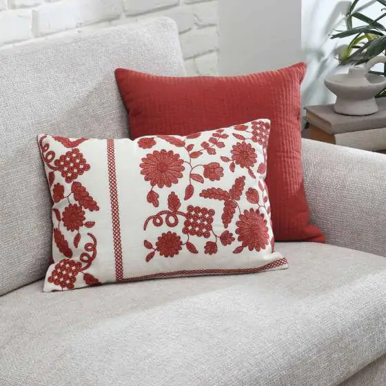 Grapewine Ivory Rust Linen Cushion Cover 