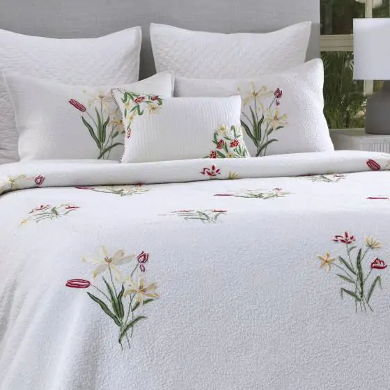 Spring Corsage Light Ivory Quilted Bedspread