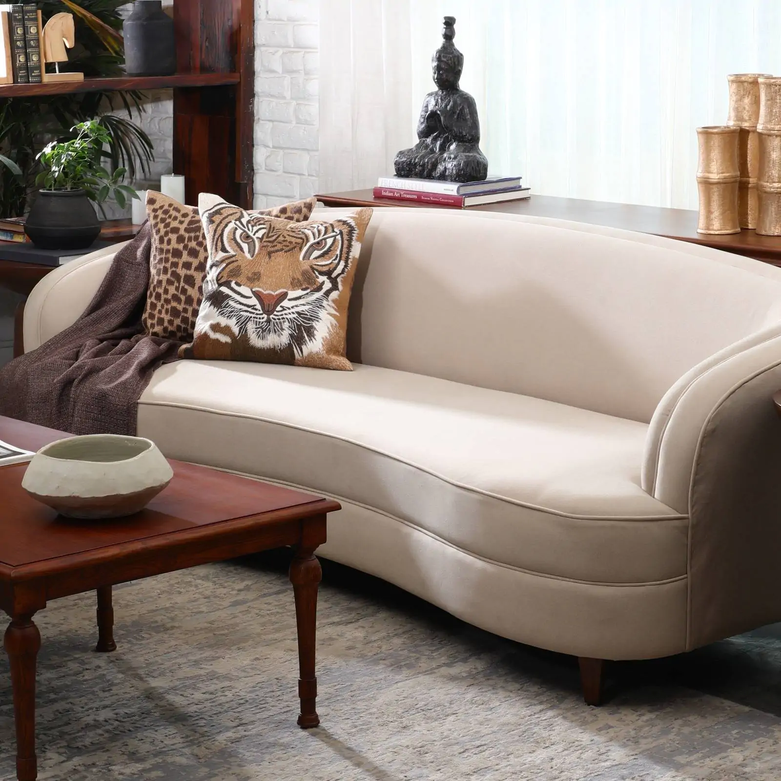 3 Seater Ivory Natural Upholstered Sofa